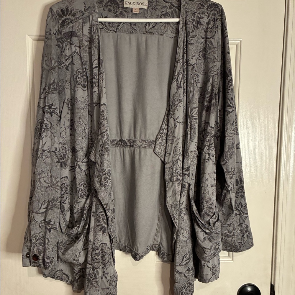 Knox Rose Gray Floral Cardigan